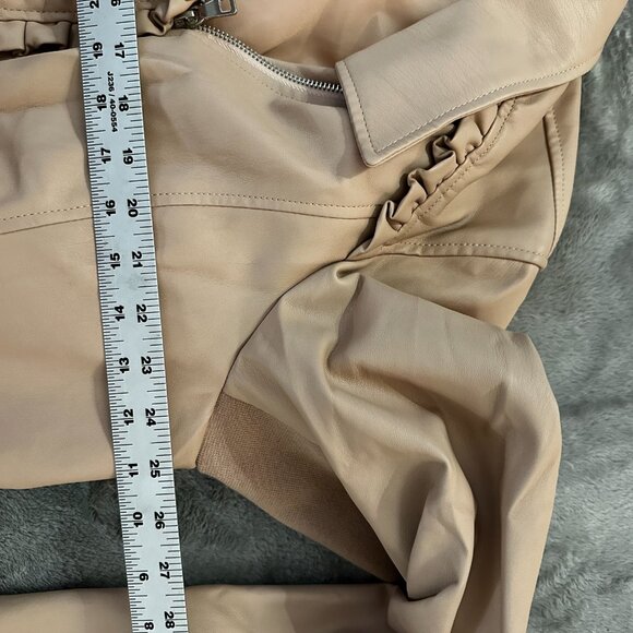 Lane Bryant 22/24 Faux Leather Ruffle Jacket Coat Moto - Picture 7 of 9